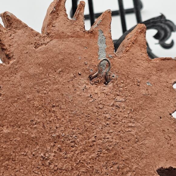 Terracotta Cast Stone Sunface Wall Art Vintage 1998 Artist Signed Outdoor Decor - Picture 5 of 7